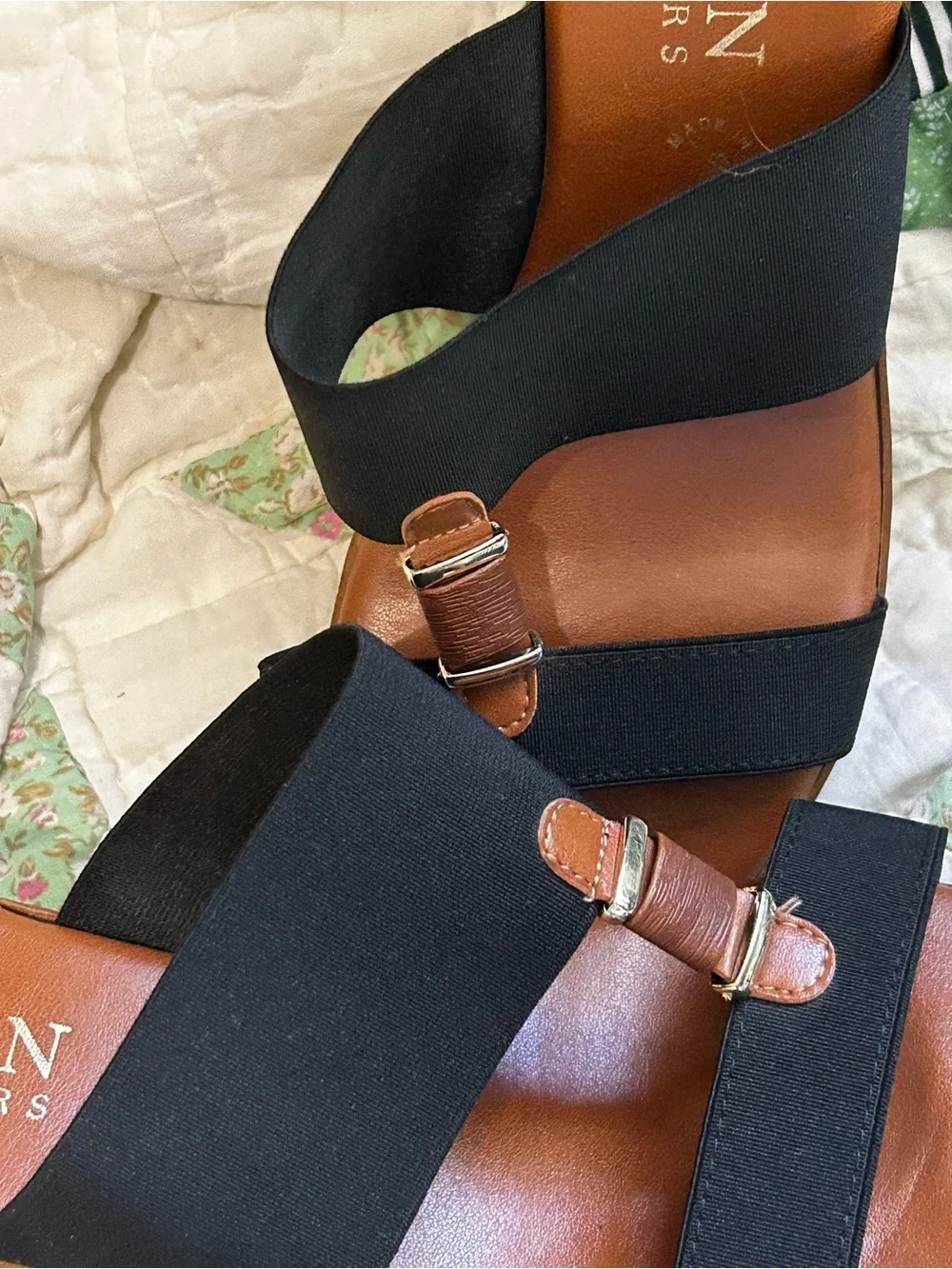 Italian Shoemakers Women's Black Platform Wedge Sandals elastic strap Italy  10
